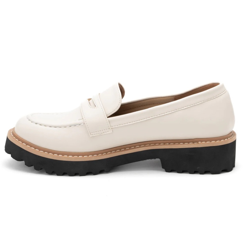 Corkys Cream Loafers with Black Sole